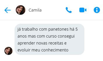 Depoimento de aluna do curso Fábrica de Panetones