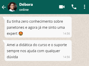 Depoimento de aluna do curso Fábrica de Panetones
