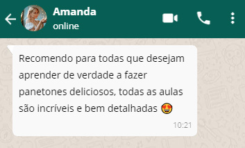 Depoimento de aluna do curso Fábrica de Panetones