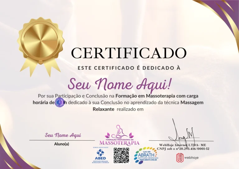 Certificado Massoterapia