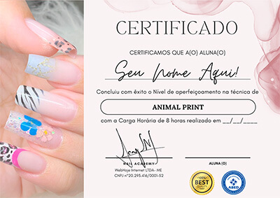 Certificado do curso Nail Academy