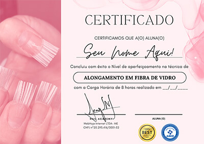 Certificado do curso Nail Academy