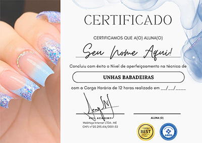 Certificado do curso Nail Academy
