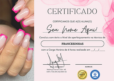 Certificado do curso Nail Academy