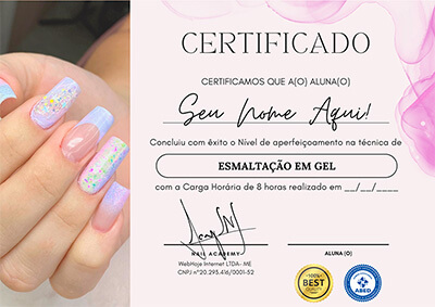 Certificado do curso Nail Academy